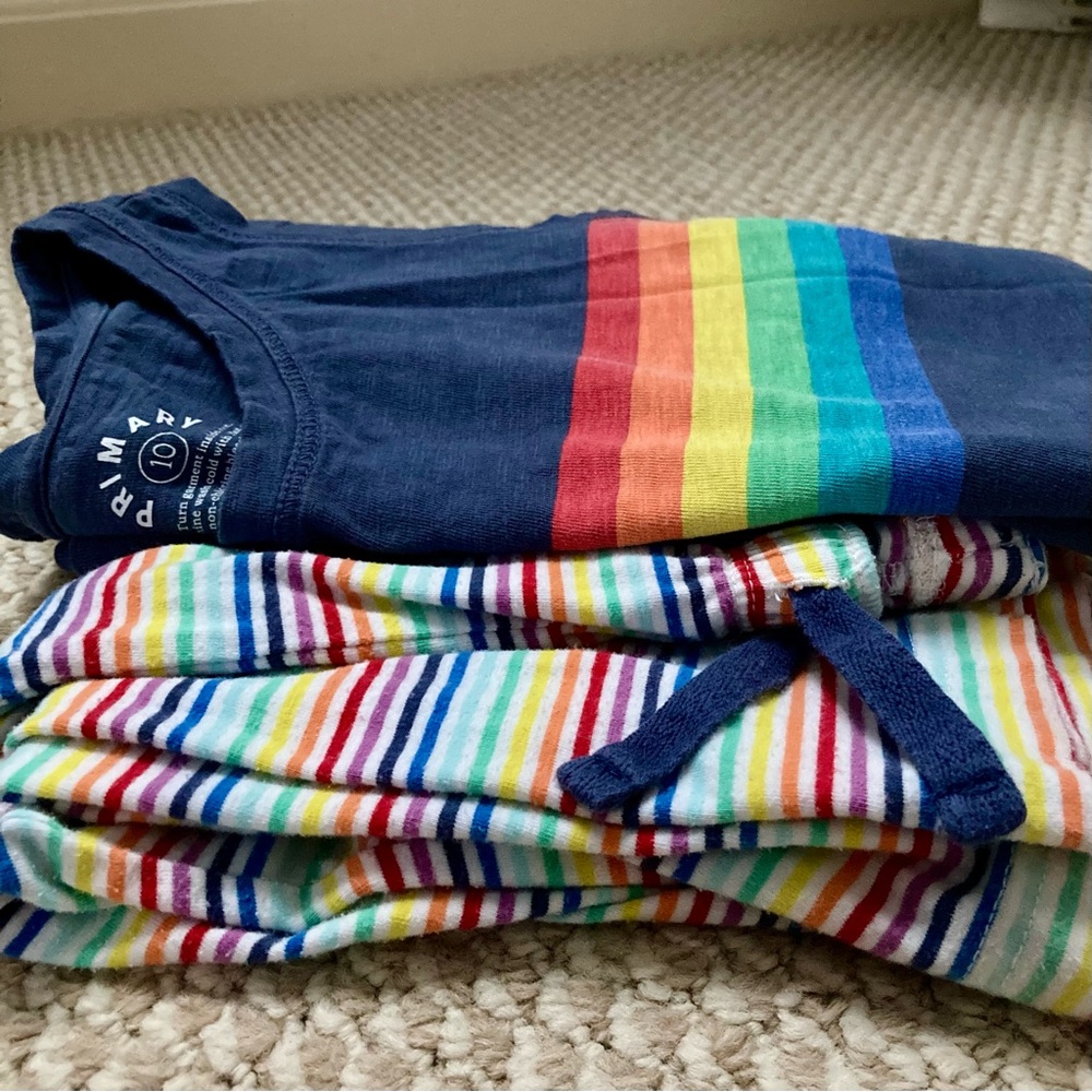 Primary Rainbow Striped Kids size 10 tank and pant Set